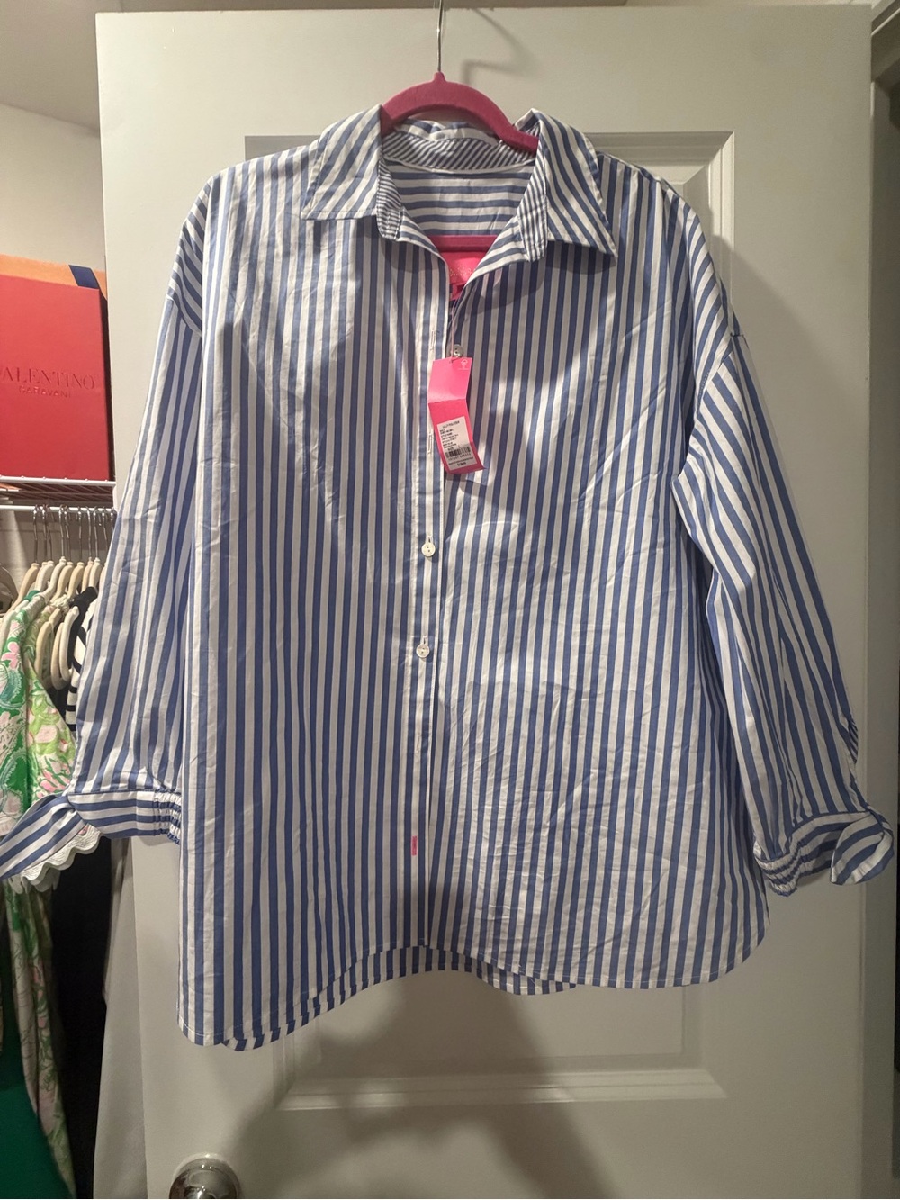 Lilly Pulitzer Blue & White Striped Button-Down Shirt